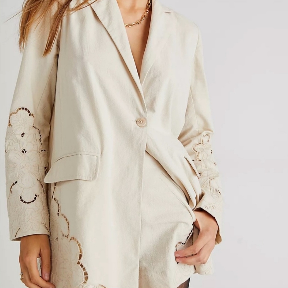 Free People Suit Shop Sweet Illusions Cut work shorts & jacket set Size 10
